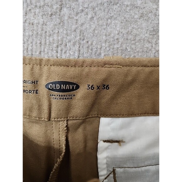 Old Navy Straight Broken-In Khaki Pants Mens 36x36 Brown 100% Cotton NEW - Picture 8 of 10